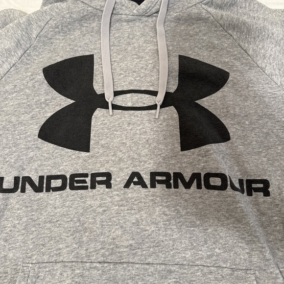 Under Armour Hoodie Pullover Mens Size Medium Loose Gray Polyester Front Pockets - Picture 1 of 8